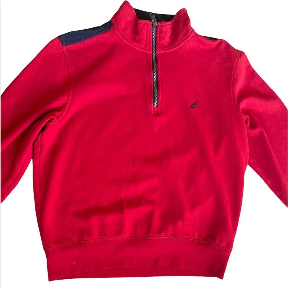 RED NAUTICA HALF ZIP SWEATSHIRT